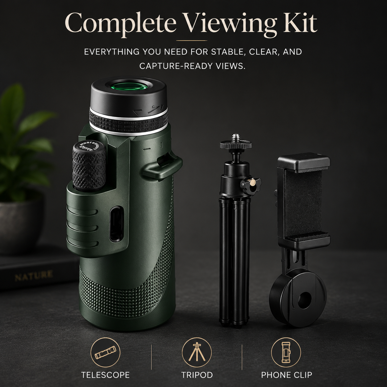 Premium Monocular Telescope HD Zoom Portable Folding Long Range Viewing Smartphone Compatible Compact Travel Scope Outdoor Observation Device