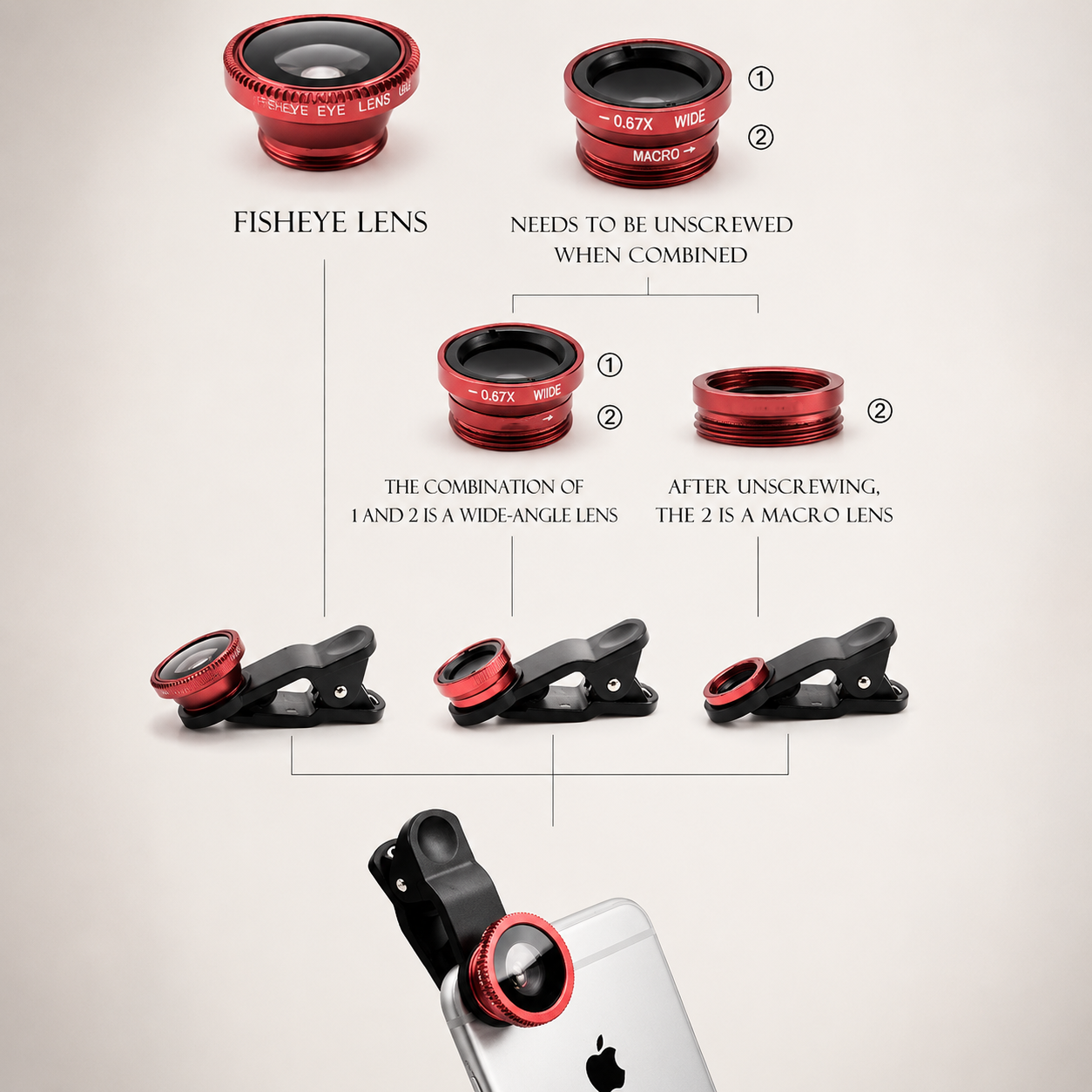 Premium Phone Camera Lens Kit 3 in 1 Fisheye Wide Angle Macro Clip On Smartphone Photography Set Universal Mount Creative Imaging Accessory Pro