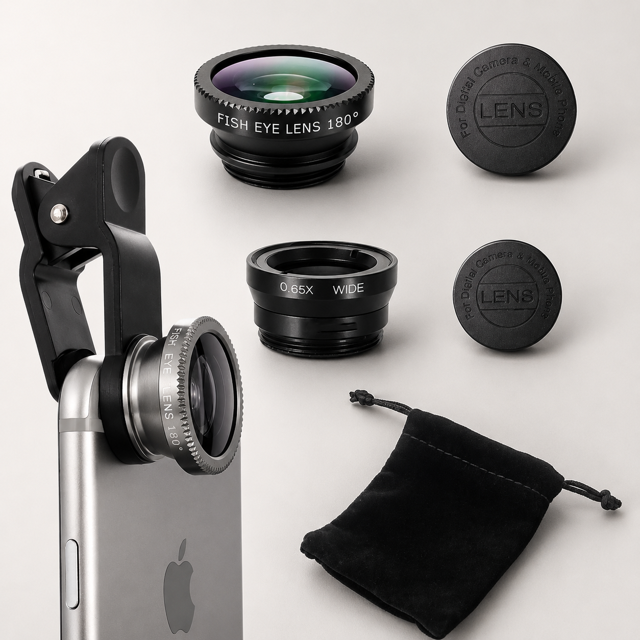 Premium Phone Camera Lens Kit 3 in 1 Fisheye Wide Angle Macro Clip On Smartphone Photography Set Universal Mount Creative Imaging Accessory Pro