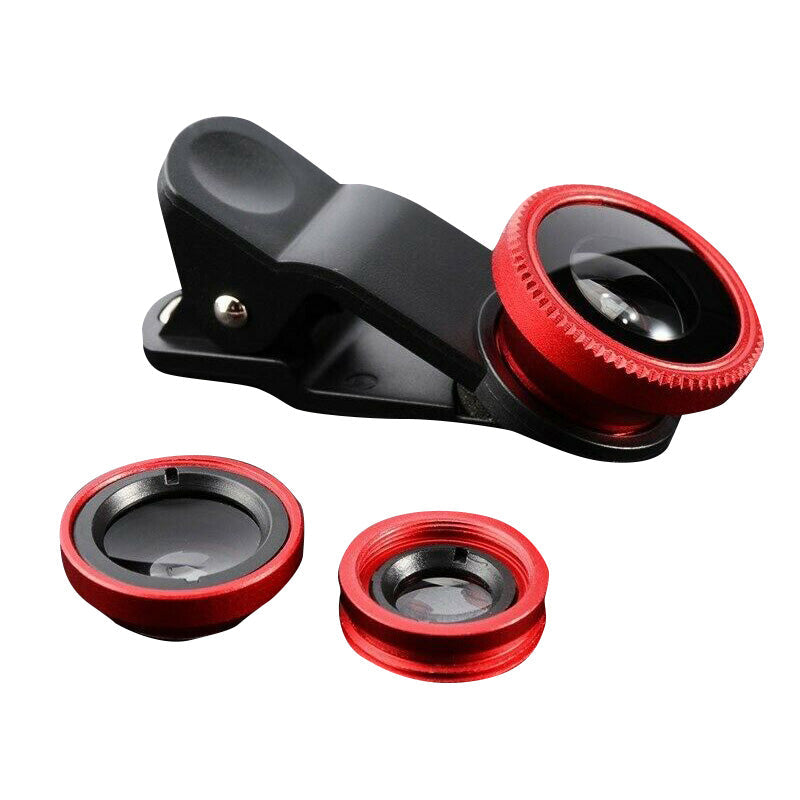 Premium Phone Camera Lens Kit 3 in 1 Fisheye Wide Angle Macro Clip On Smartphone Photography Set Universal Mount Creative Imaging Accessory Pro