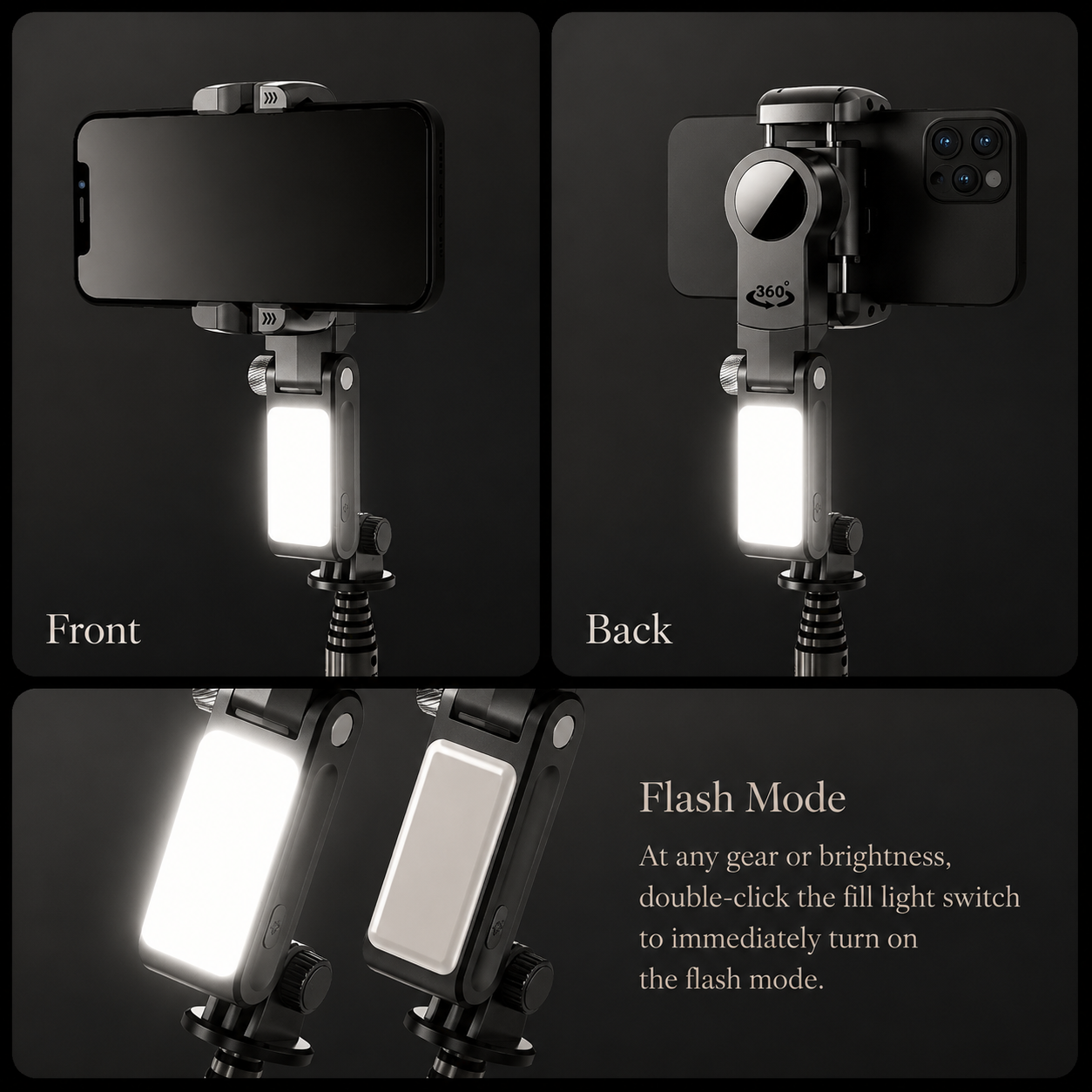 Premium Phone Gimbal Stabilizer 360 Rotation Selfie Stick Tripod Bluetooth Remote Smartphone Video Stabilizer Foldable Vlogging Photography Tool