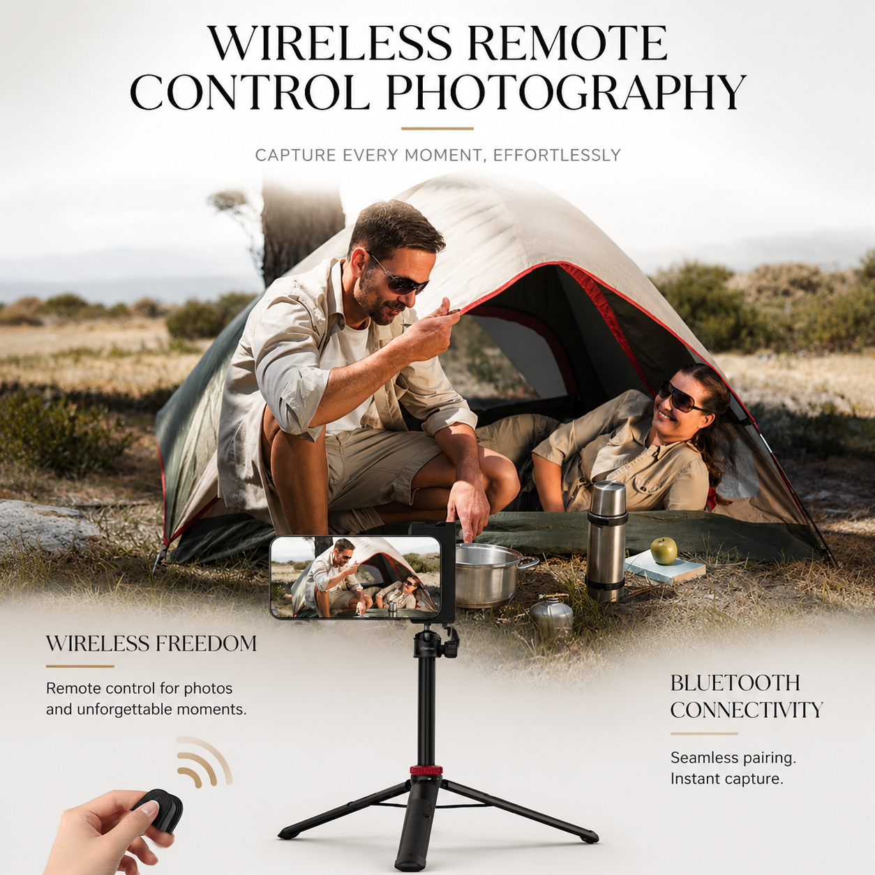 Premium Phone Holder MagSafe Compatible Magnetic Grip Bluetooth Remote Control Smartphone Mount Photography Video Stand Portable Tripod Desktop Design