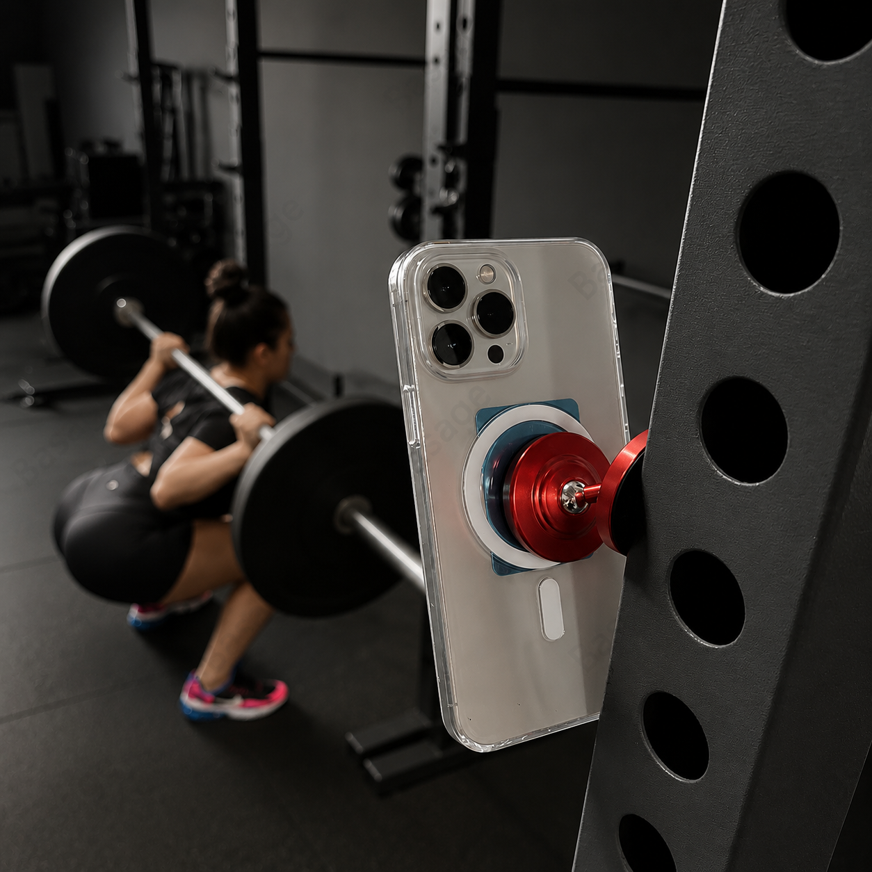 Premium Phone Holder Magnetic Gym Mount Dual Magnet 360 Rotation Secure Grip Smartphone Stand Fitness Training Compatible Portable Design Accessory