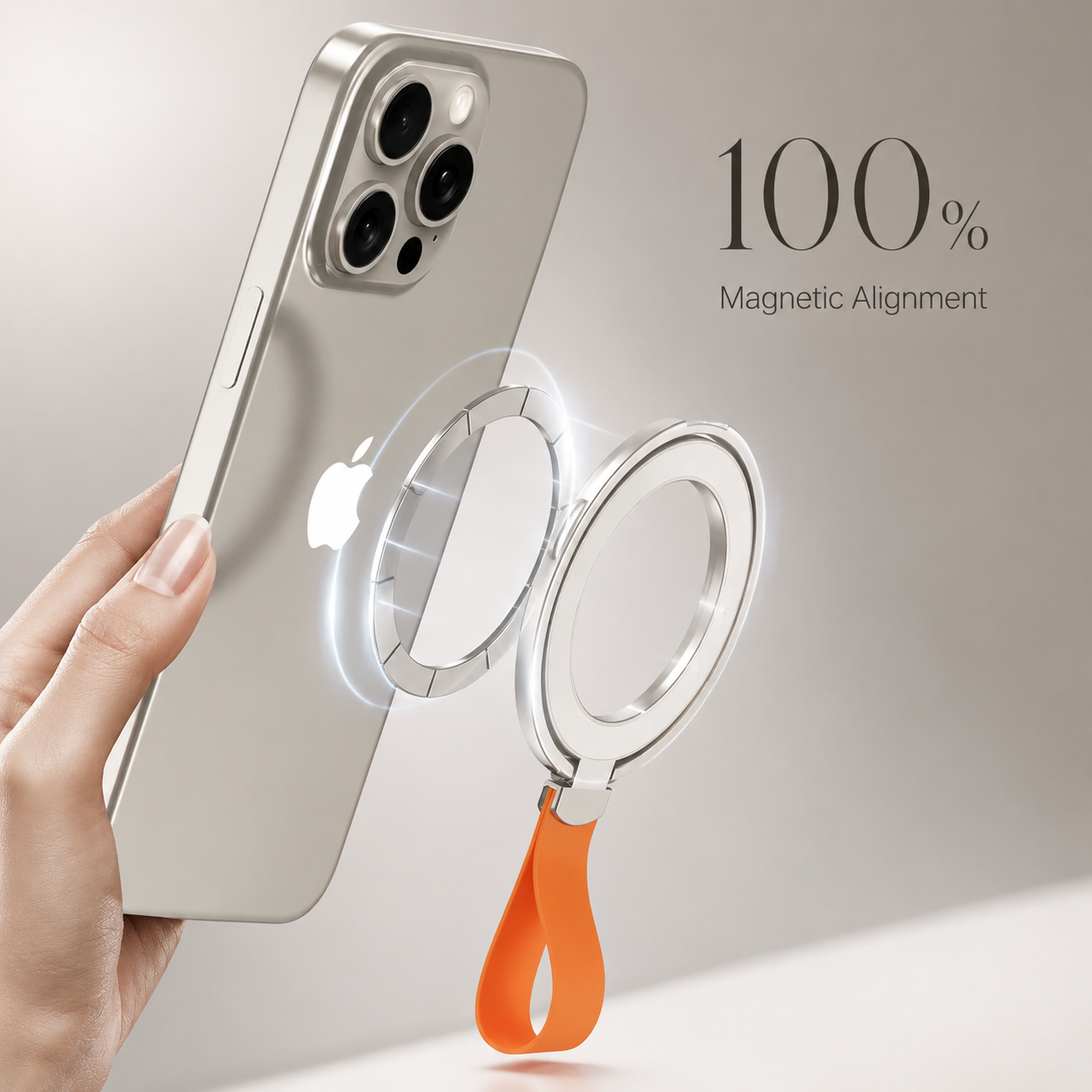 Premium Phone Ring Holder MagSafe Compatible Magnetic Grip Strap Stand Detachable Smartphone Holder Secure Grip Kickstand Portable Design Accessory