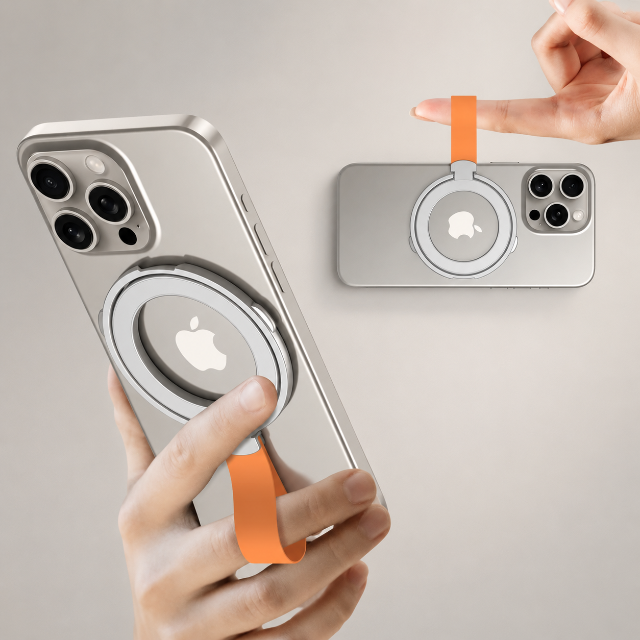 Premium Phone Ring Holder MagSafe Compatible Magnetic Grip Strap Stand Detachable Smartphone Holder Secure Grip Kickstand Portable Design Accessory