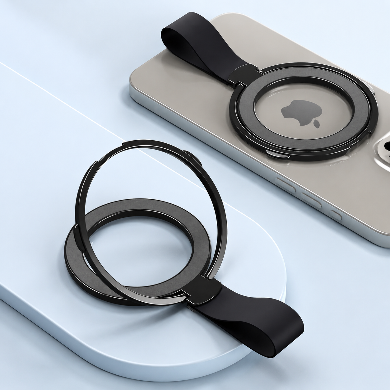 Premium Phone Ring Holder MagSafe Compatible Magnetic Grip Strap Stand Detachable Smartphone Holder Secure Grip Kickstand Portable Design Accessory