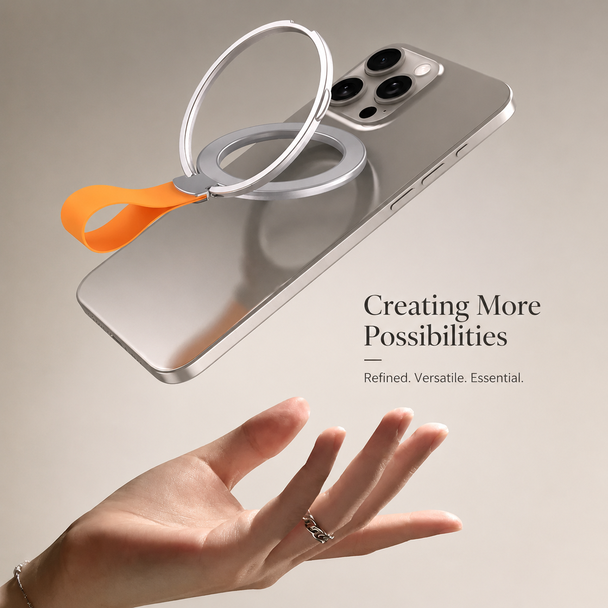 Premium Phone Ring Holder MagSafe Compatible Magnetic Grip Strap Stand Detachable Smartphone Holder Secure Grip Kickstand Portable Design Accessory