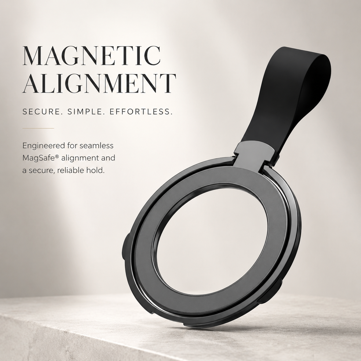 Premium Phone Ring Holder MagSafe Compatible Magnetic Grip Strap Stand Detachable Smartphone Holder Secure Grip Kickstand Portable Design Accessory