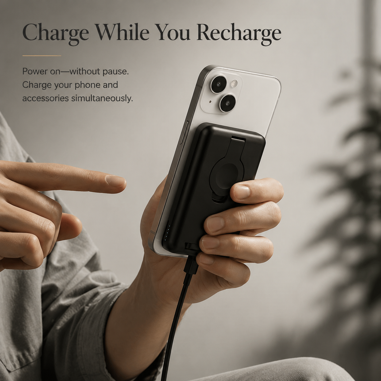 Premium Power Bank 5000mAh MagSafe Compatible 3 in 1 Wireless Charger Portable Magnetic Battery Fast Charging Smartphone Watch Earbuds Dock Station