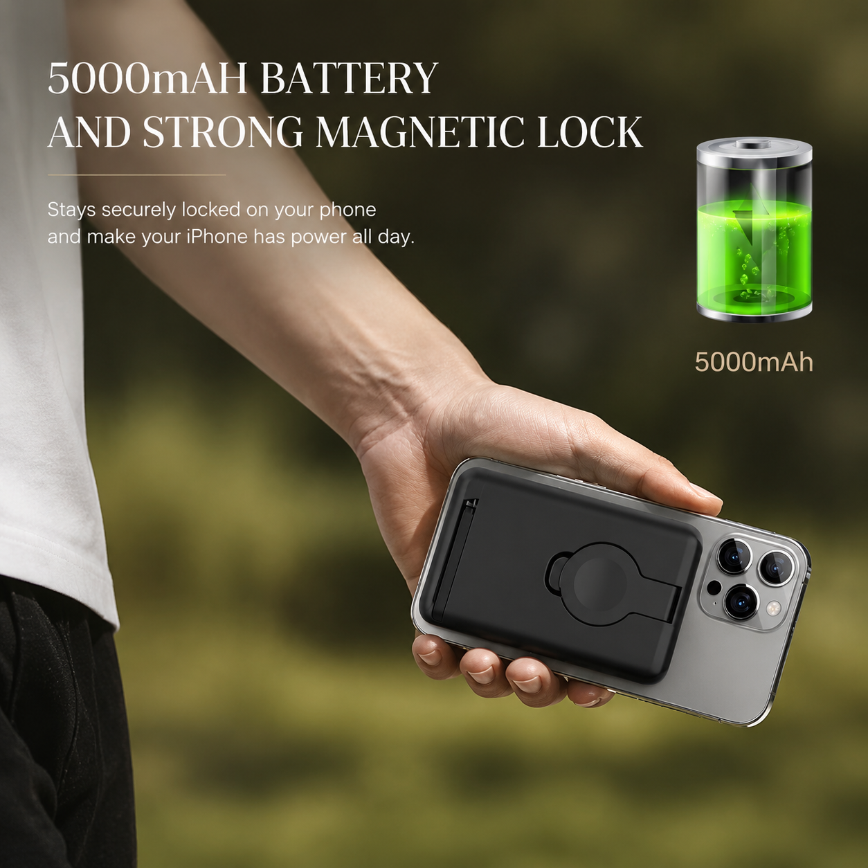 Premium Power Bank 5000mAh MagSafe Compatible 3 in 1 Wireless Charger Portable Magnetic Battery Fast Charging Smartphone Watch Earbuds Dock Station