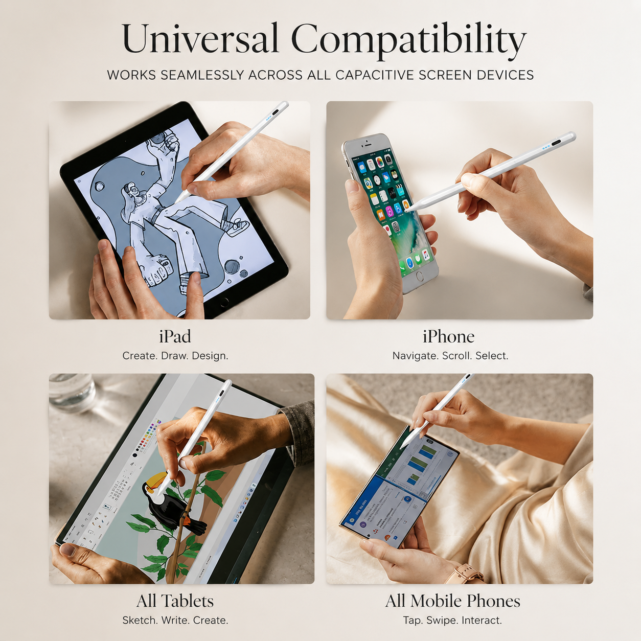 Premium Stylus Pen Bluetooth Compatible Precision Tip Rechargeable Touchscreen Tablet Pencil Power Display Universal Device Accessory Digital