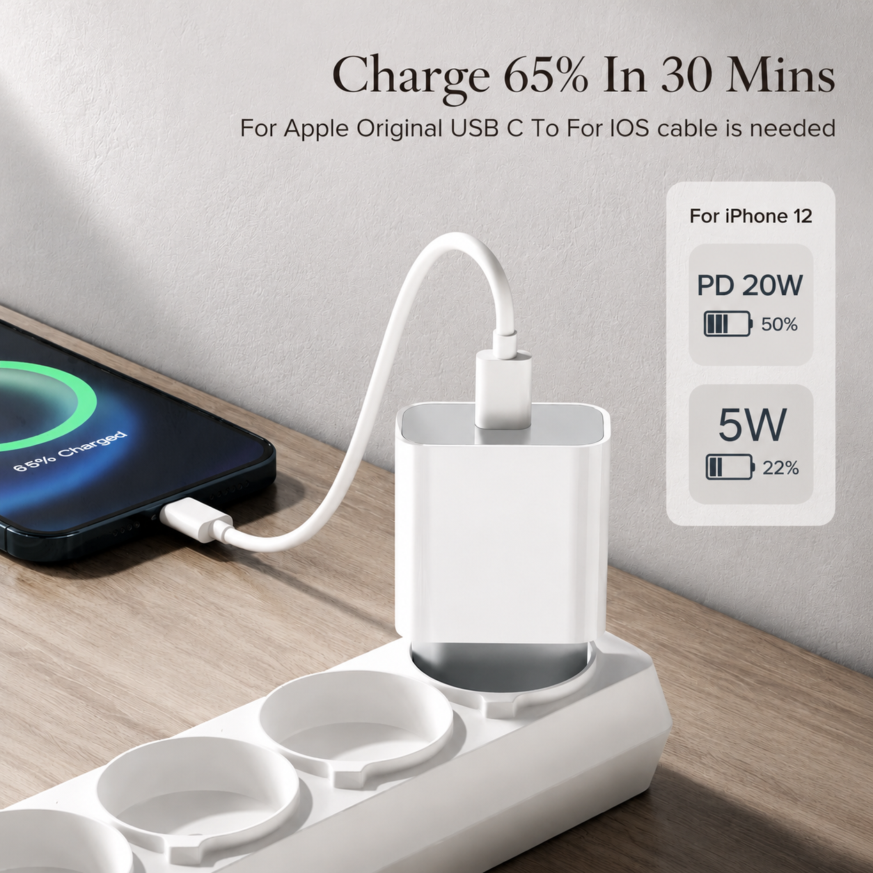 Premium USB-C Fast Charger 20W Power Adapter Power Delivery Compact Wall Plug Safe Charging Protection Stable Output Lightweight Travel Design