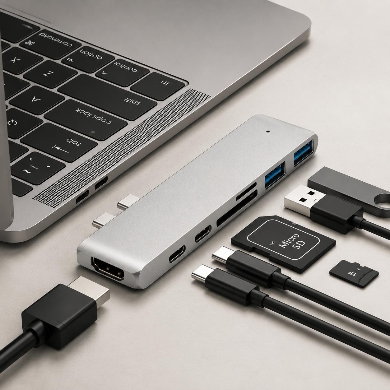 Premium USB C Hub 4K HDMI Adapter Thunderbolt 3 Multiport Dock USB 3.1 PD Charging SD Card Reader Laptop MacBook Compatible Docking Station