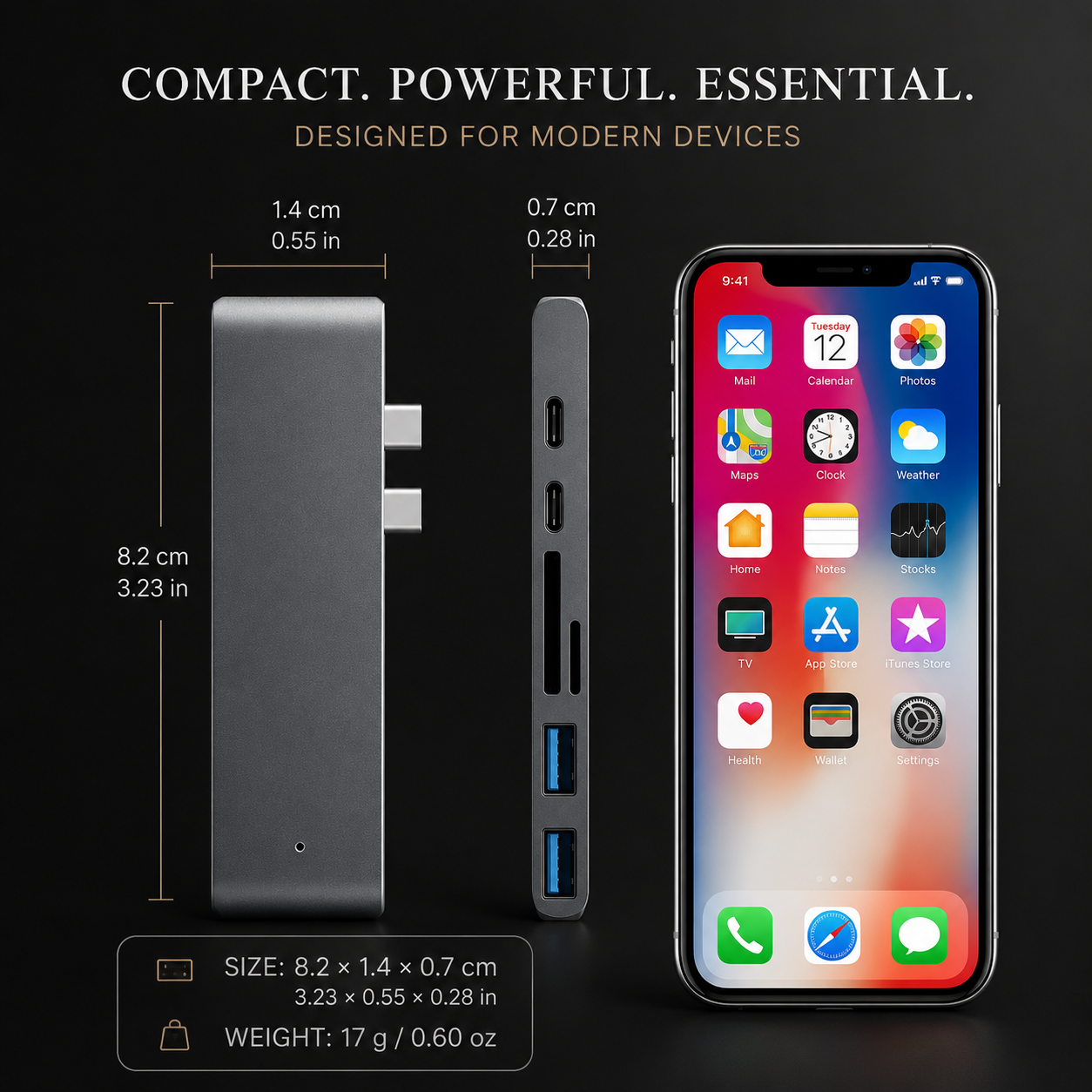Premium USB C Hub 4K HDMI Adapter Thunderbolt 3 Multiport Dock USB 3.1 PD Charging SD Card Reader Laptop MacBook Compatible Docking Station