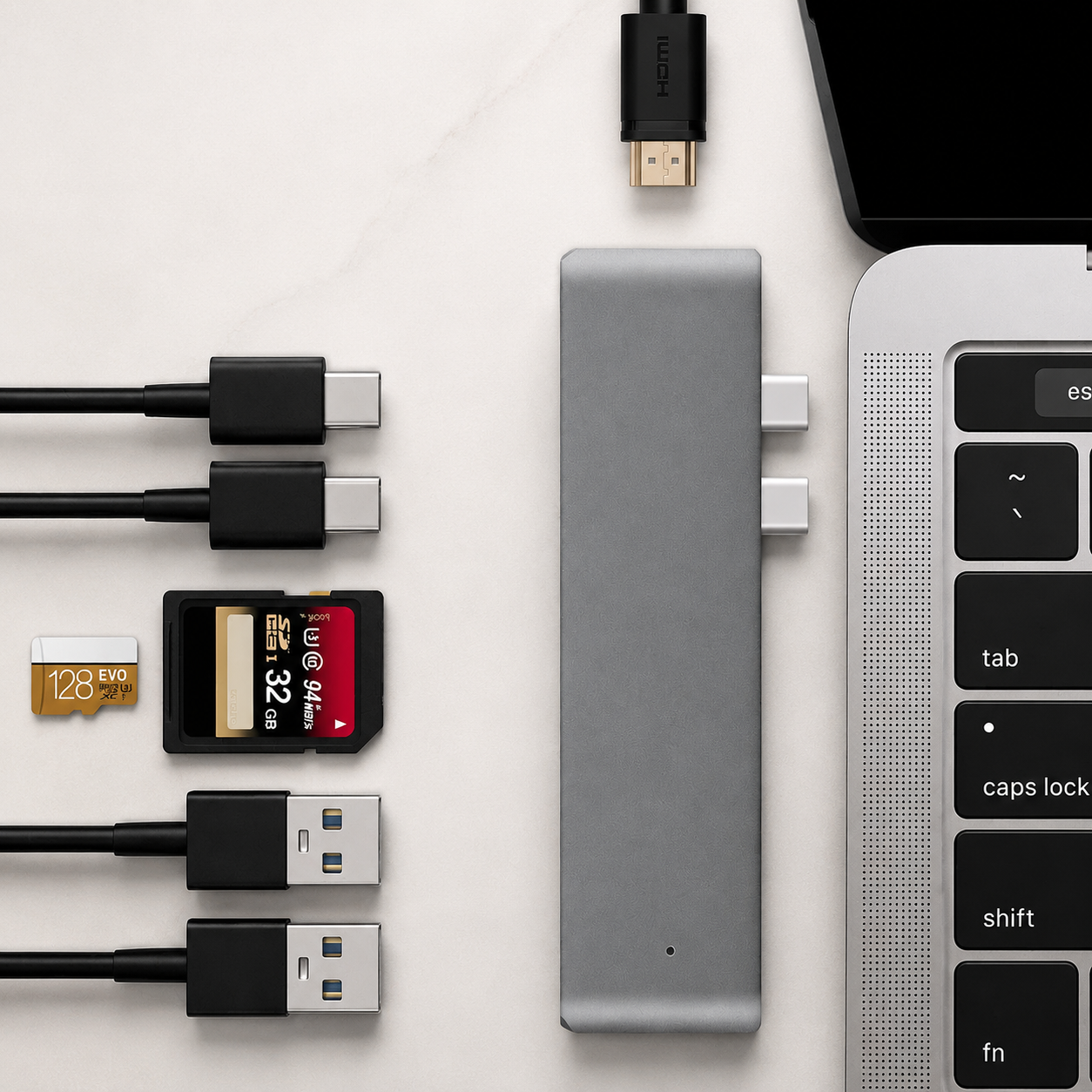 Premium USB C Hub 4K HDMI Adapter Thunderbolt 3 Multiport Dock USB 3.1 PD Charging SD Card Reader Laptop MacBook Compatible Docking Station