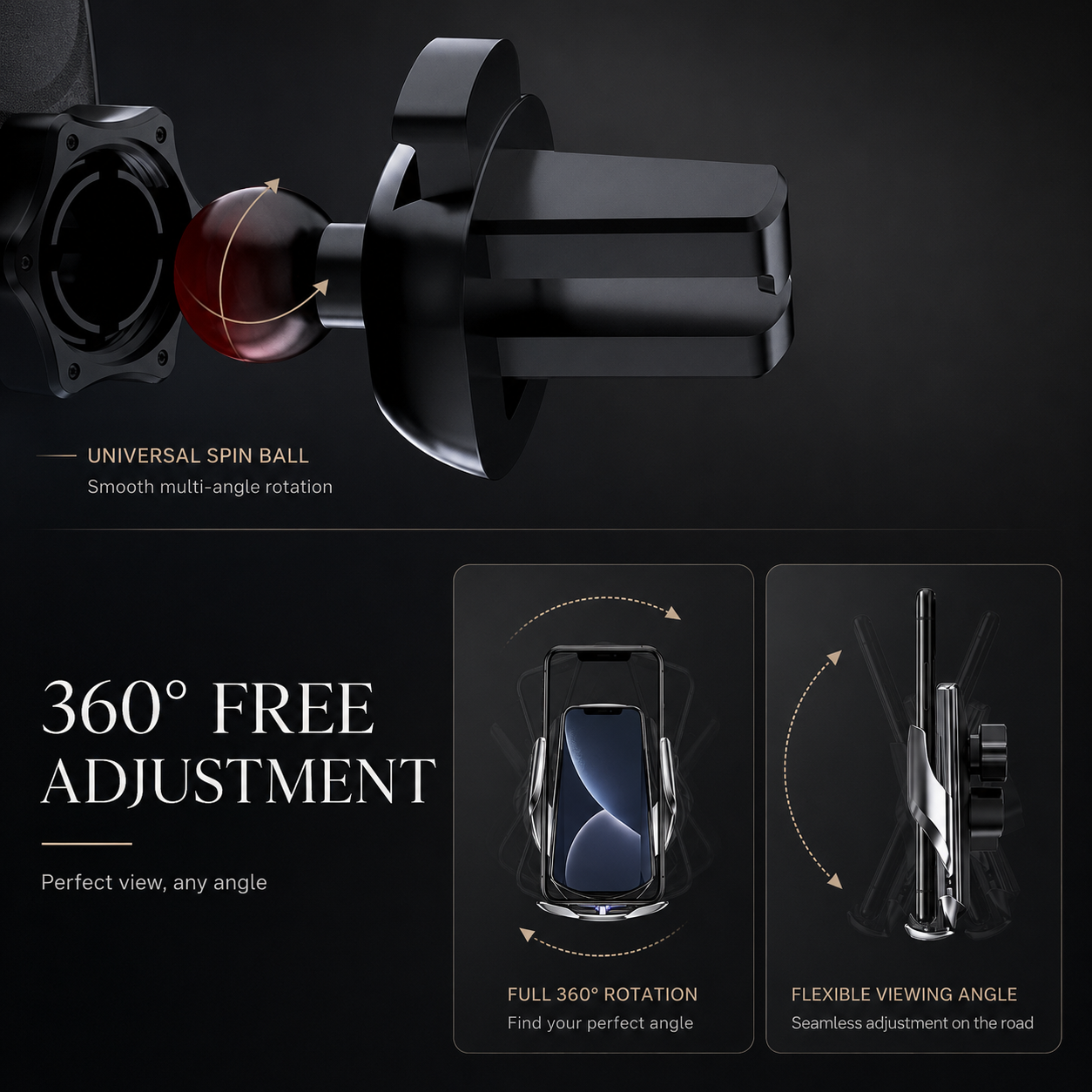 Premium Wireless Car Charger 30W Fast Charging Magnetic Phone Mount Infrared Auto Clamp USB-C LED Display Smart Vent Holder Hands Free Charging