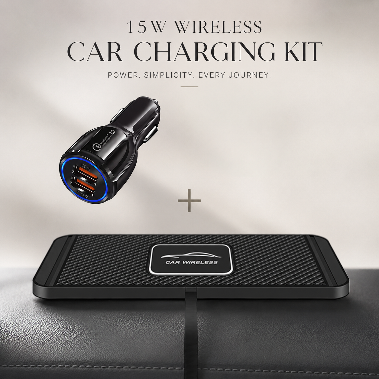 Premium Wireless Car Charger Fast Charging Dashboard Dock Anti Slip Silicone Pad Smartphone Compatible Travel Vehicle Charging Accessory Portable
