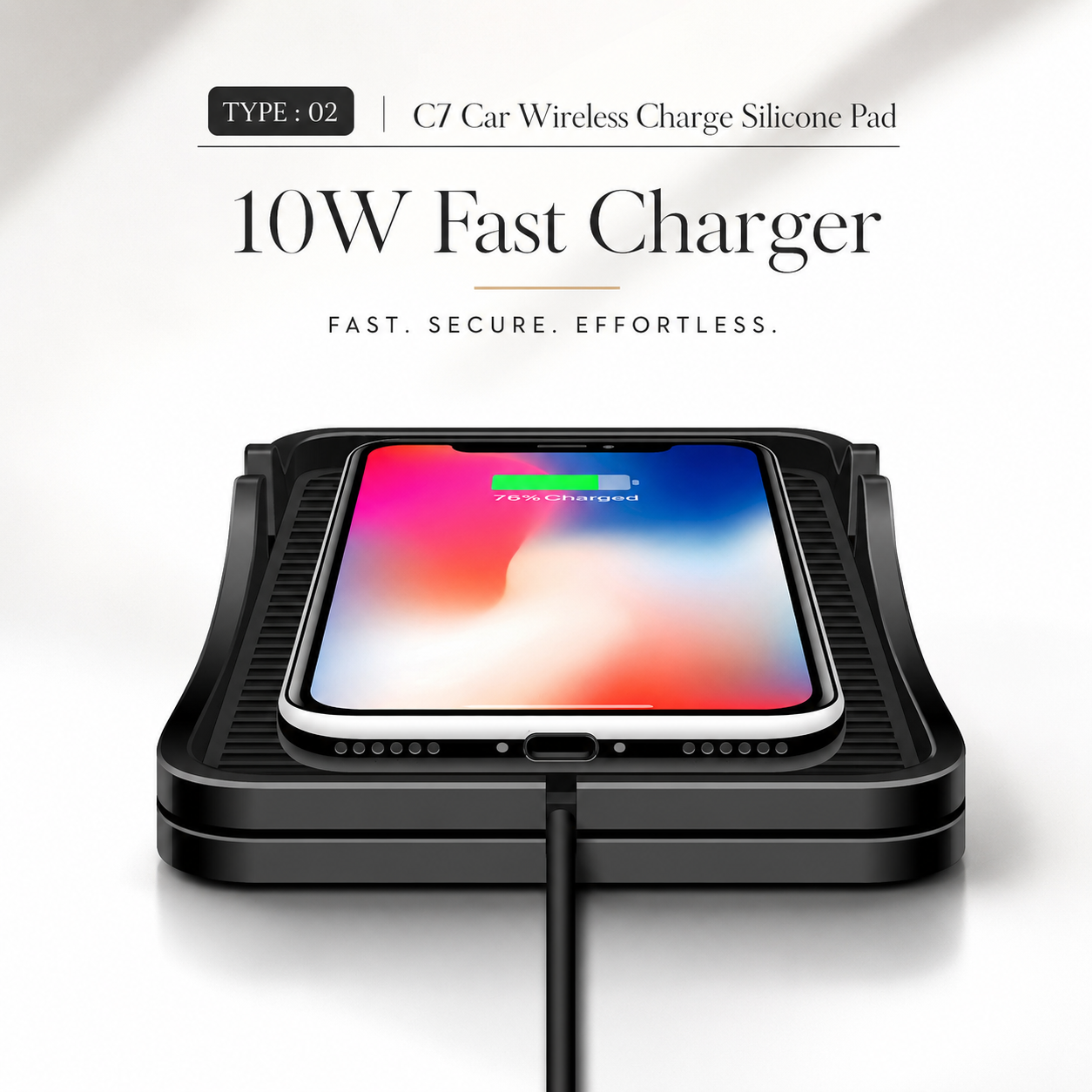 Premium Wireless Car Charger Fast Charging Dashboard Dock Anti Slip Silicone Pad Smartphone Compatible Travel Vehicle Charging Accessory Portable