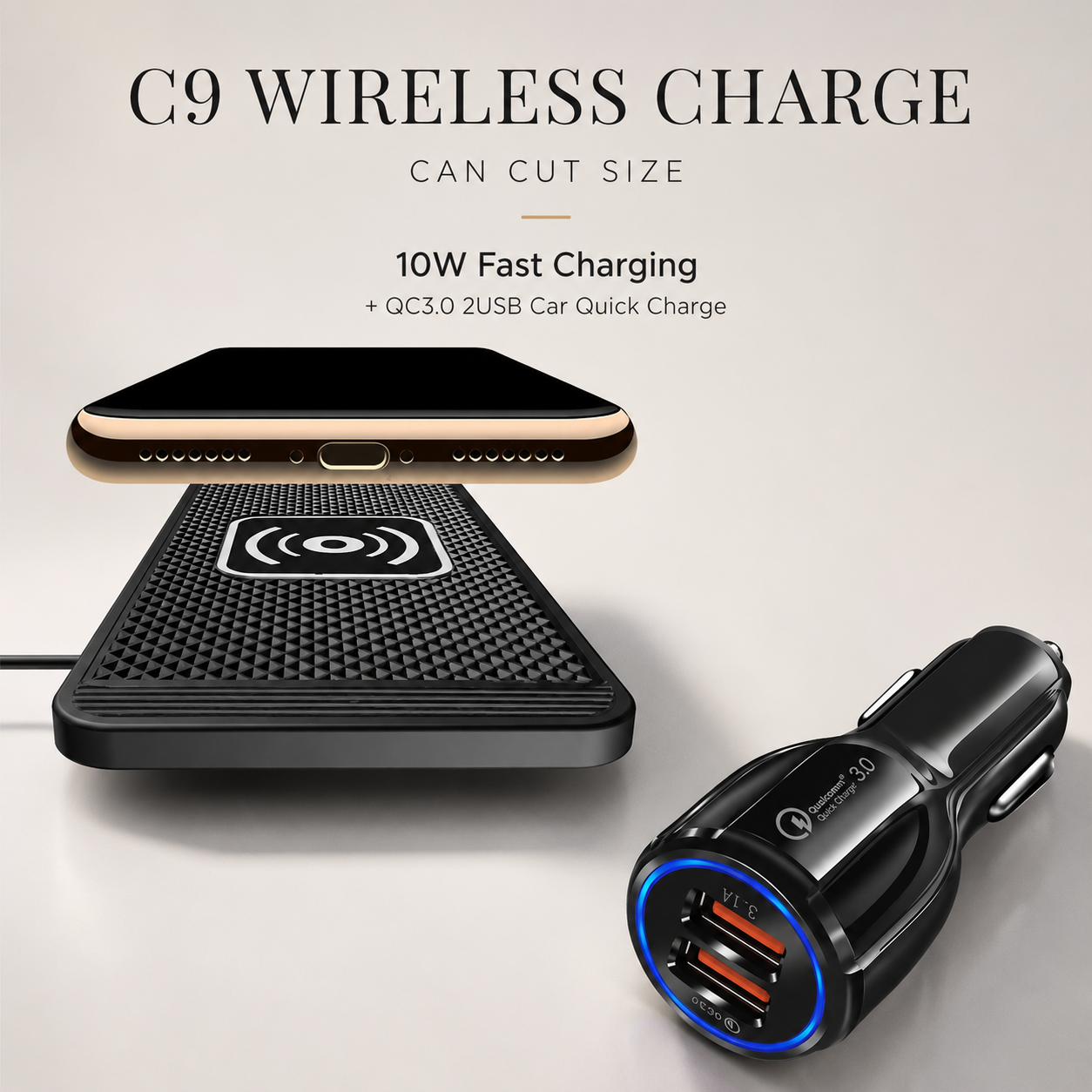 Premium Wireless Car Charger Fast Charging Dashboard Dock Anti Slip Silicone Pad Smartphone Compatible Travel Vehicle Charging Accessory Portable