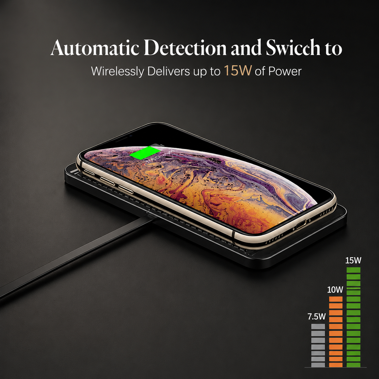 Premium Wireless Car Charger Fast Charging Dashboard Dock Anti Slip Silicone Pad Smartphone Compatible Travel Vehicle Charging Accessory Portable