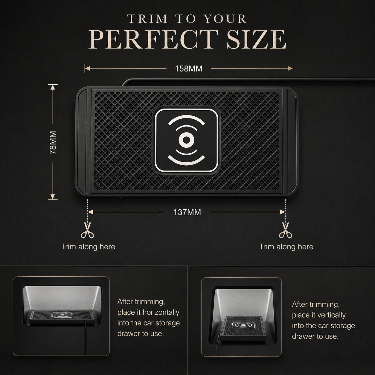 Premium Wireless Car Charger Fast Charging Dashboard Dock Anti Slip Silicone Pad Smartphone Compatible Travel Vehicle Charging Accessory Portable