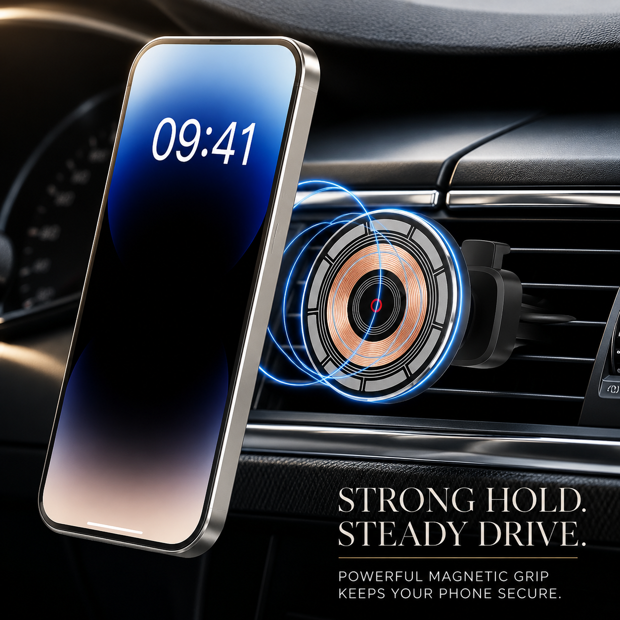 Premium Wireless Car Charger MagSafe Compatible 30W Fast Charging Magnetic Phone Mount Auto Holder Dashboard Vent Mount Hands Free Driving Dock