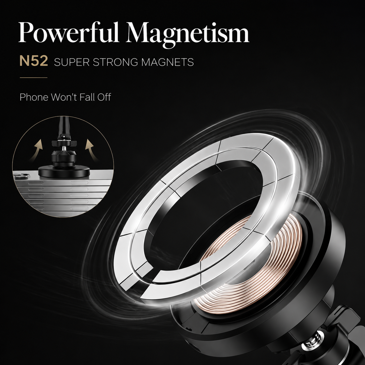 Premium Wireless Car Charger MagSafe Compatible 30W Fast Charging Magnetic Phone Mount Auto Holder Dashboard Vent Mount Hands Free Driving Dock