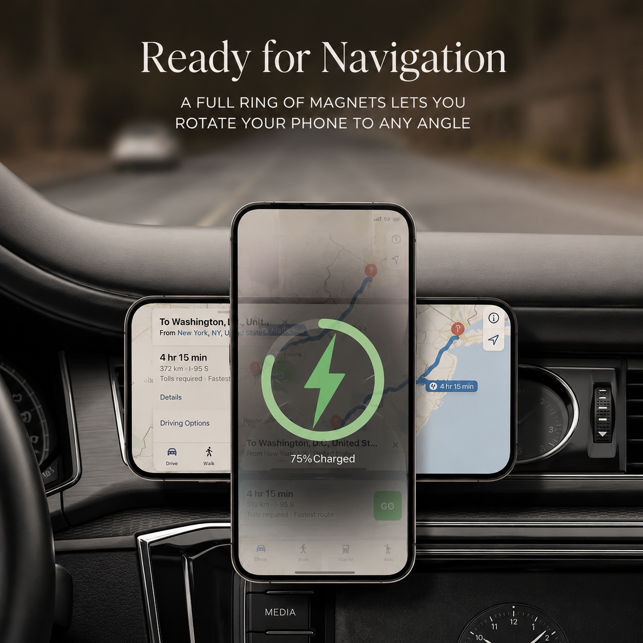 Premium Wireless Car Charger MagSafe Compatible 30W Fast Charging Magnetic Phone Mount Auto Holder Dashboard Vent Mount Hands Free Driving Dock