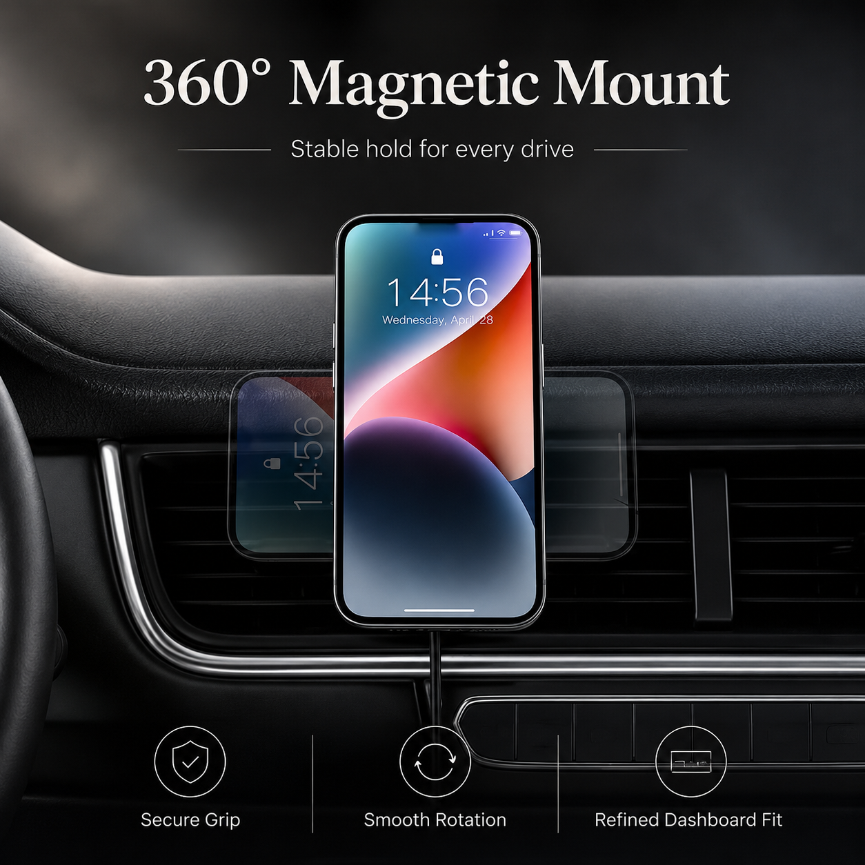 Premium Wireless Car Charger MagSafe Compatible 30W Fast Charging Magnetic Phone Mount Auto Holder Dashboard Vent Mount Hands Free Driving Dock