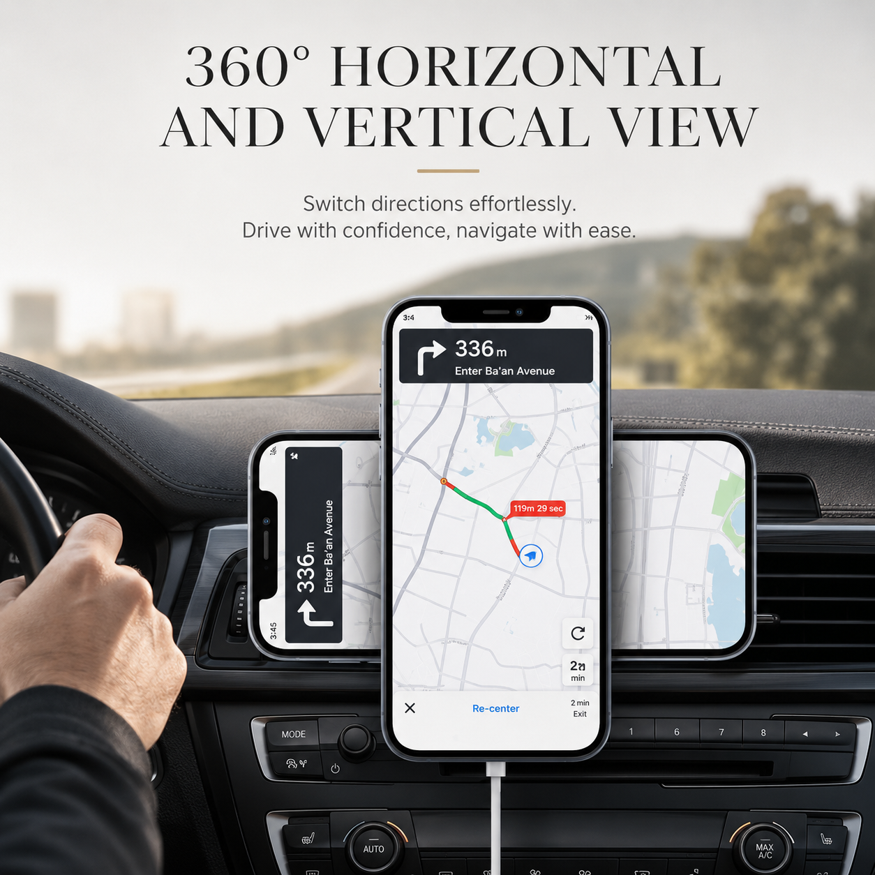 Premium Wireless Car Charger MagSafe Compatible 30W Fast Charging Magnetic Vent Mount Phone Holder Auto Clamp Secure Grip Hands Free Driving Design