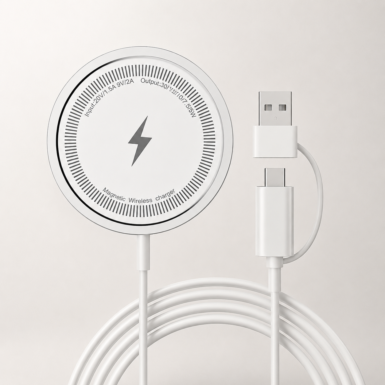 Premium Wireless Charger MagSafe Compatible 30W Fast Charging Magnetic Pad Slim Charging Dock Stand Phone Earbuds Compatible Portable Desk Dock