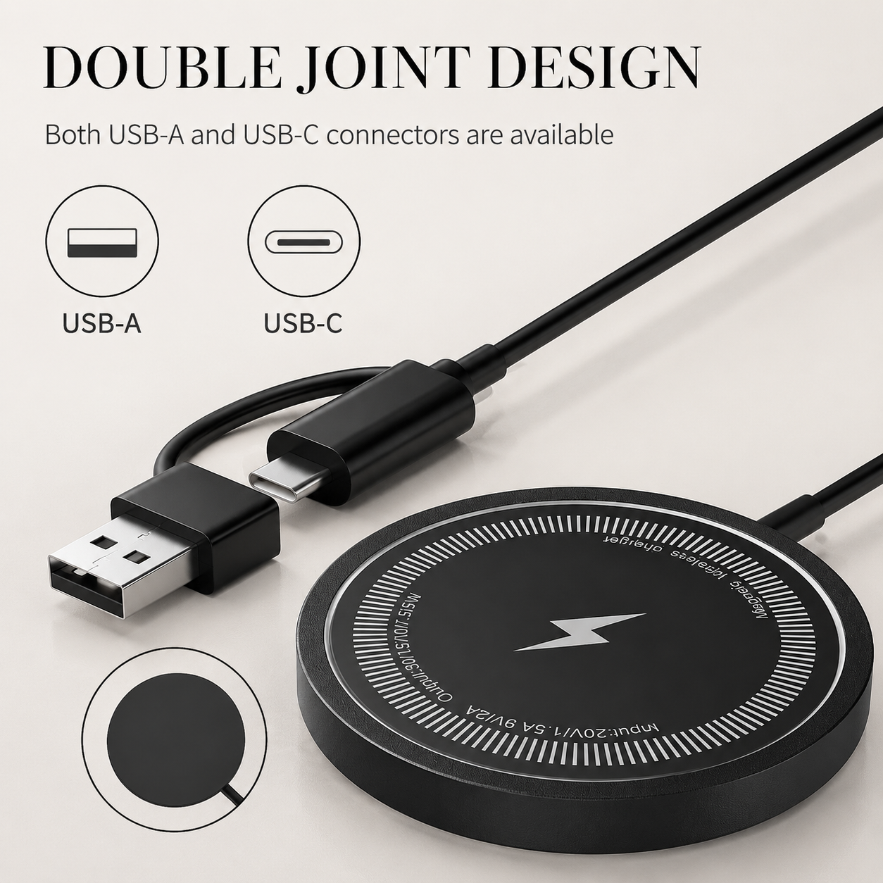 Premium Wireless Charger MagSafe Compatible 30W Fast Charging Magnetic Pad Slim Charging Dock Stand Phone Earbuds Compatible Portable Desk Dock