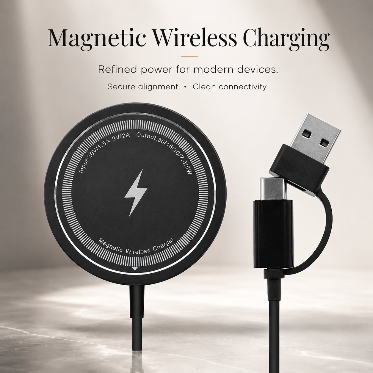 Premium Wireless Charger MagSafe Compatible 30W Fast Charging Magnetic Pad Slim Charging Dock Stand Phone Earbuds Compatible Portable Desk Dock