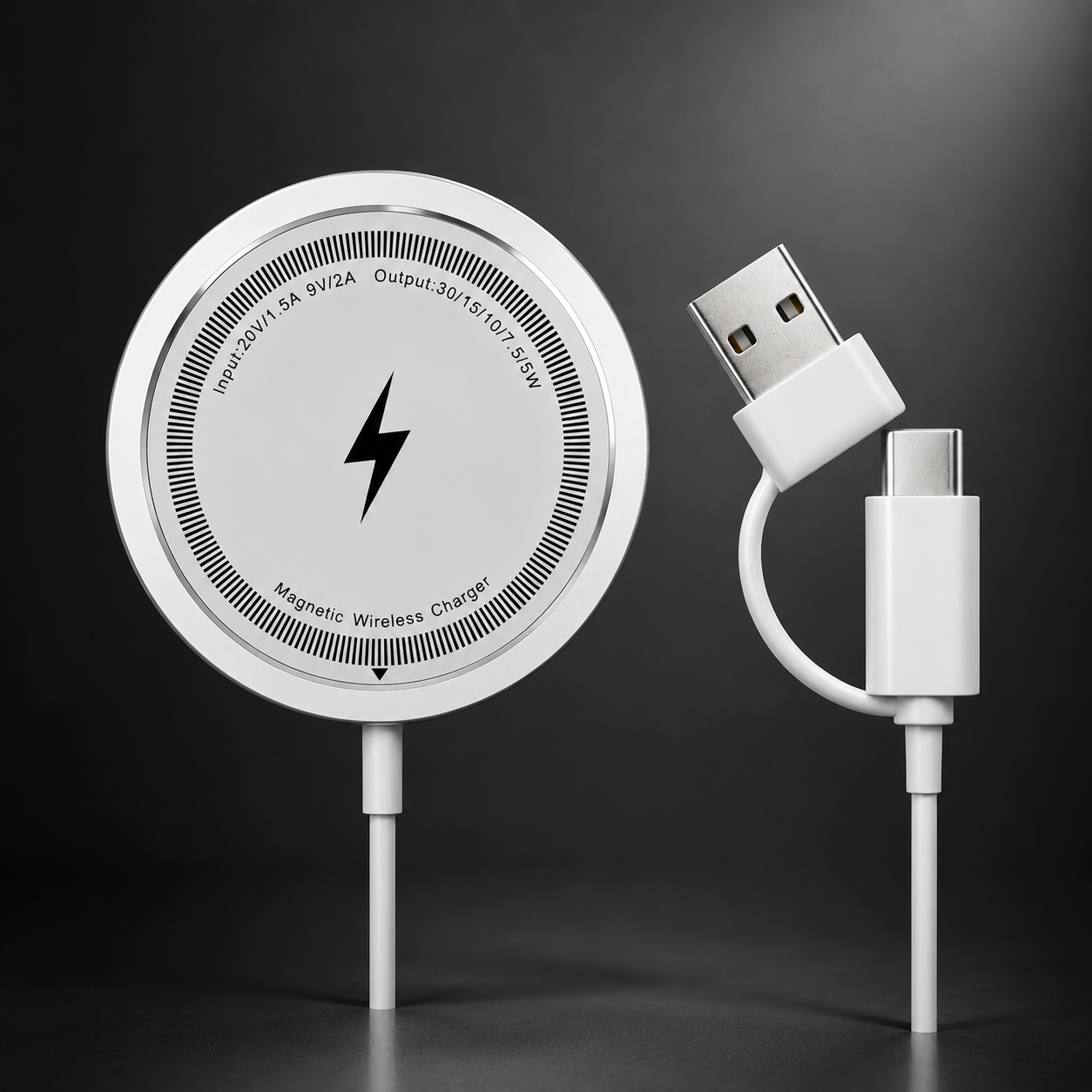 Premium Wireless Charger MagSafe Compatible 30W Fast Charging Magnetic Pad Slim Charging Dock Stand Phone Earbuds Compatible Portable Desk Dock