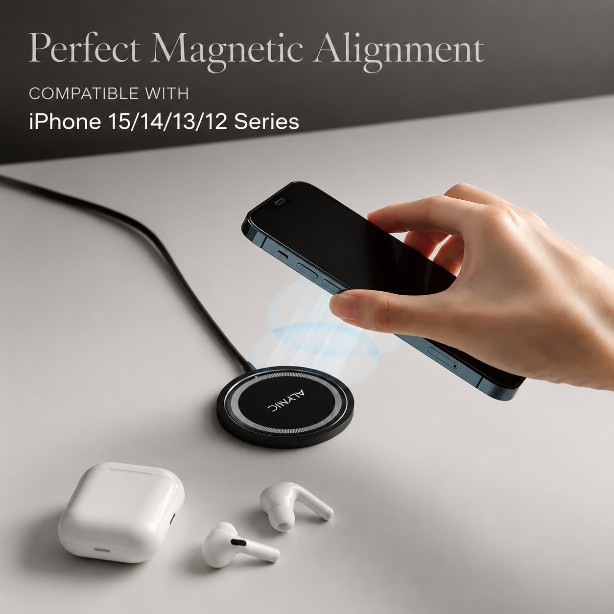 Premium Wireless Charger MagSafe Compatible 30W Fast Charging Magnetic Stand USB C PD Power Delivery Dock Stable Alignment Desktop Mount Design