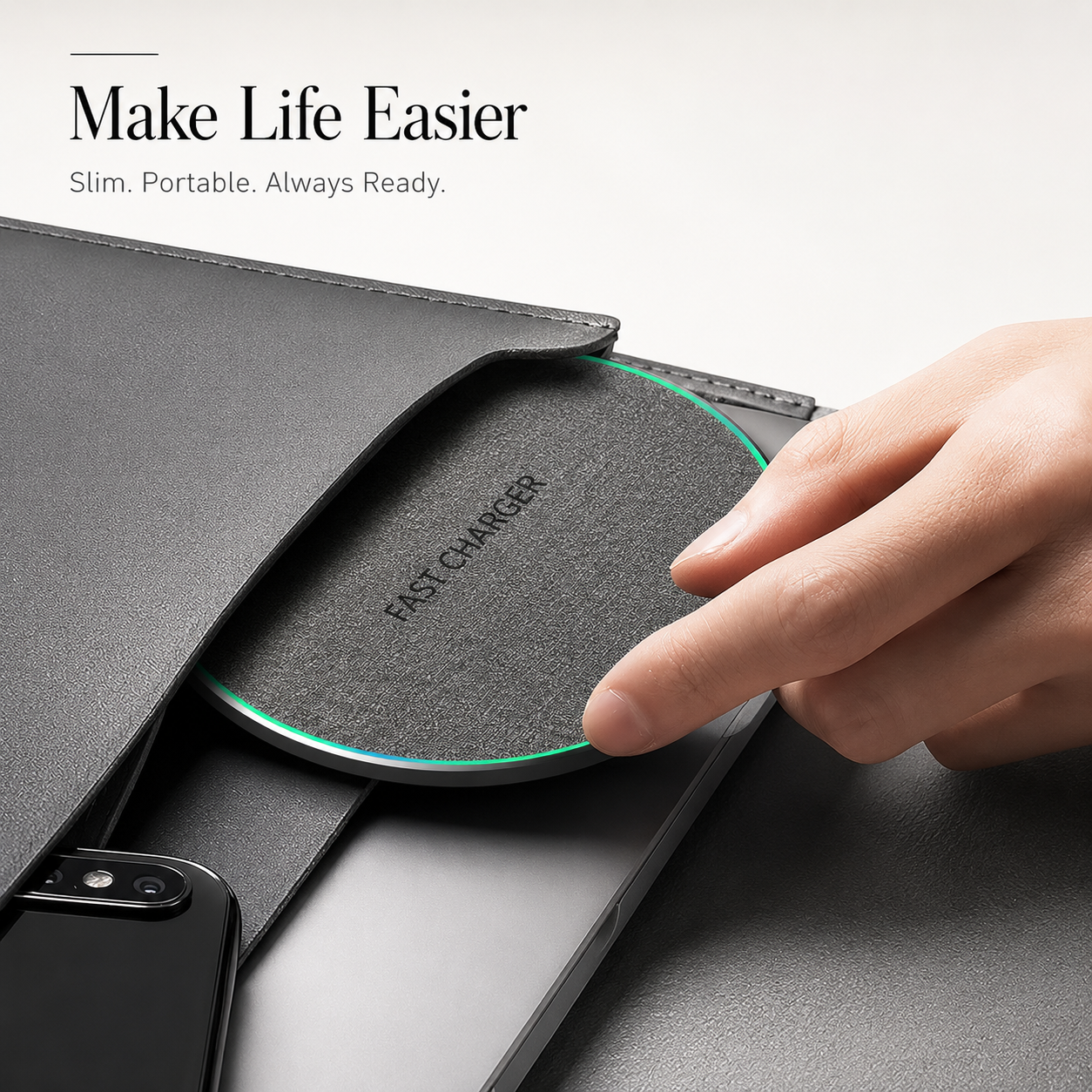Premium Wireless Charger MagSafe Compatible 30W Fast Charging Pad USB-C Qi Enabled Magnetic Alignment Slim Portable Charging Dock Stand Design