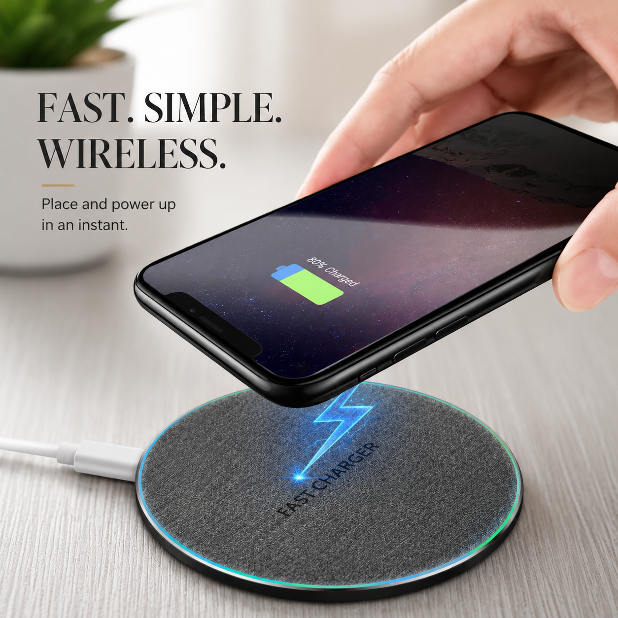 Premium Wireless Charger MagSafe Compatible 30W Fast Charging Pad USB-C Qi Enabled Magnetic Alignment Slim Portable Charging Dock Stand Design