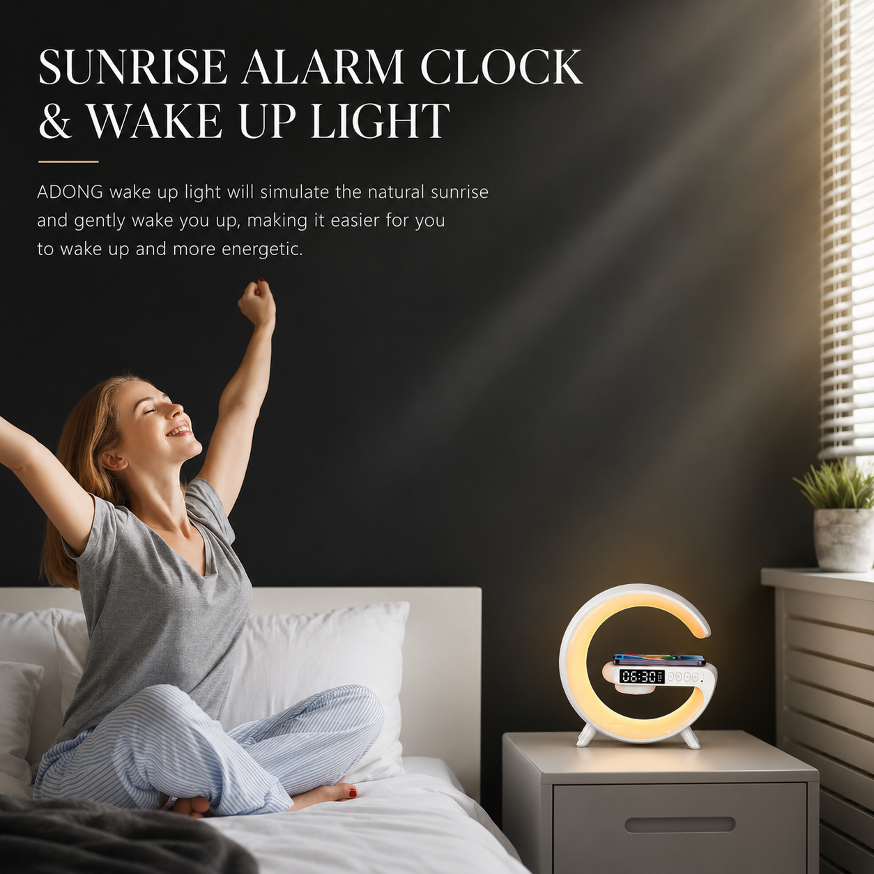 Premium Wireless Charging Station RGB Bluetooth Speaker Clock Fast Charging Dock USB C Multi Device Charger LED Alarm Night Light Desk Organizer