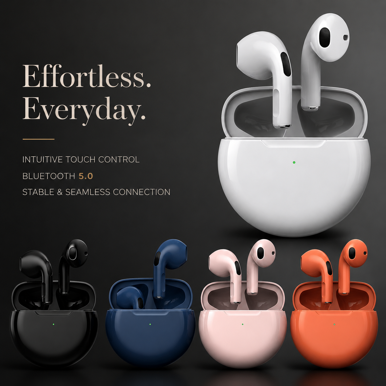 Premium Wireless Earbuds Bluetooth Touch Control Stereo Sound Sport Headset Mini In Ear Design Stable Connection Comfortable Fit Portable Audio