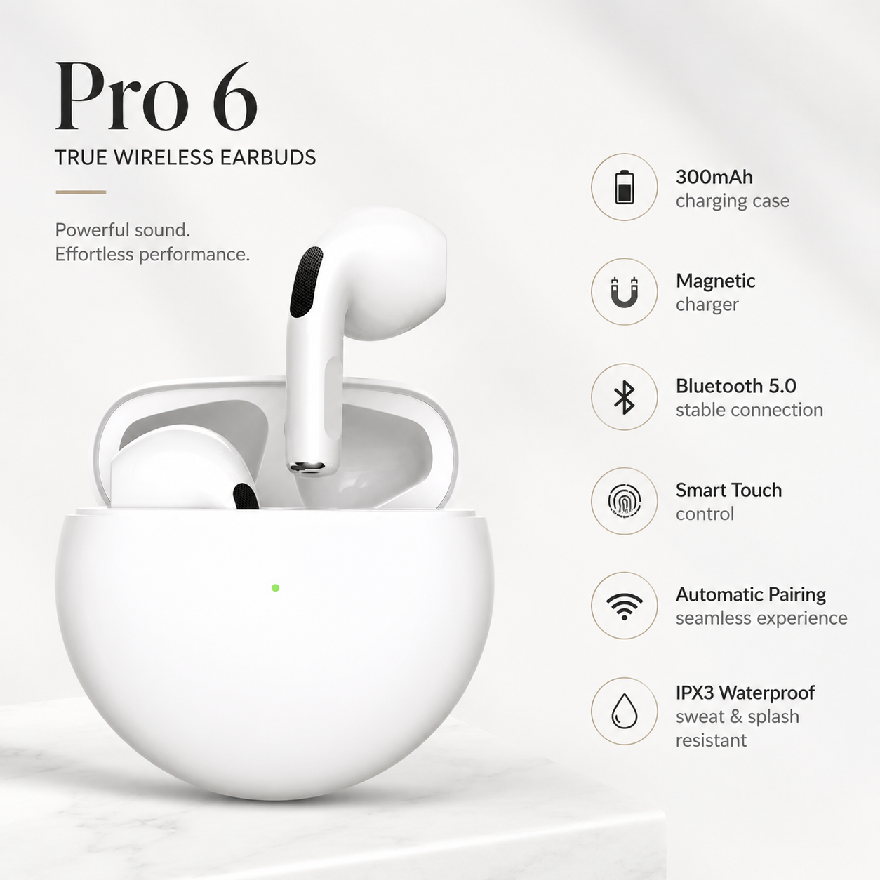 Premium Wireless Earbuds Bluetooth Touch Control Stereo Sound Sport Headset Mini In Ear Design Stable Connection Comfortable Fit Portable Audio