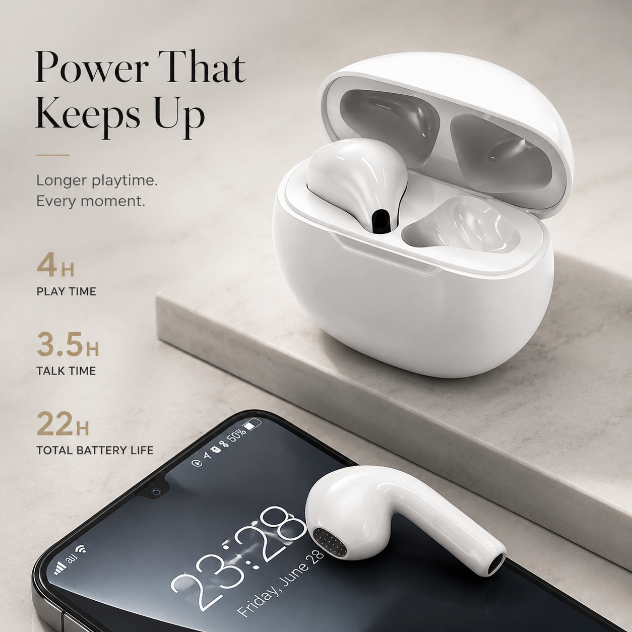 Premium Wireless Earbuds Bluetooth Touch Control Stereo Sound Sport Headset Mini In Ear Design Stable Connection Comfortable Fit Portable Audio
