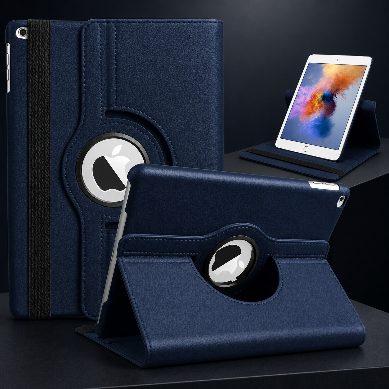 Premium iPad Case 360 Rotating Stand PU Leather Smart Cover Multi Angle Viewing Protective Tablet Case Adjustable Stand Lightweight Durable Design