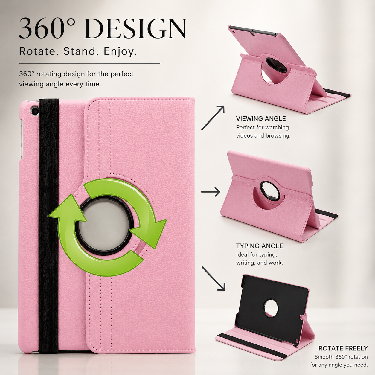 Premium iPad Case 360 Rotating Stand PU Leather Smart Cover Multi Angle Viewing Protective Tablet Case Adjustable Stand Lightweight Durable Design