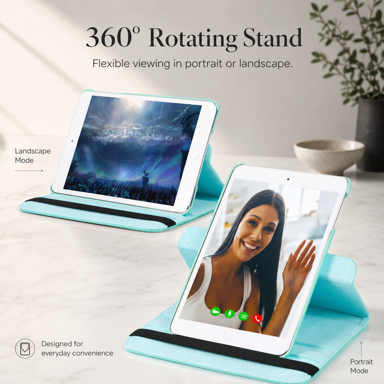 Premium iPad Case 360 Rotating Stand PU Leather Smart Cover Multi Angle Viewing Protective Tablet Case Adjustable Stand Lightweight Durable Design