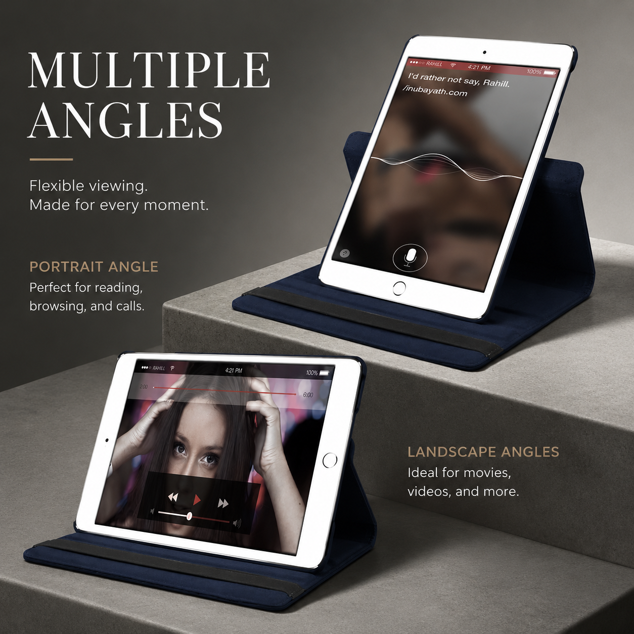 Premium iPad Case 360 Rotating Stand PU Leather Smart Cover Multi Angle Viewing Protective Tablet Case Adjustable Stand Lightweight Durable Design
