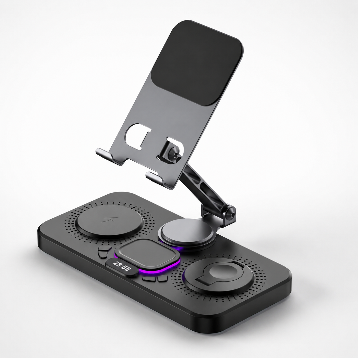 Premium iPhone 4 In 1 Foldable Wireless Charging Station 15W Magnetic Fast Charger Watch Earbuds Stand LED Indicator Docking Organizer Hub Desktop
