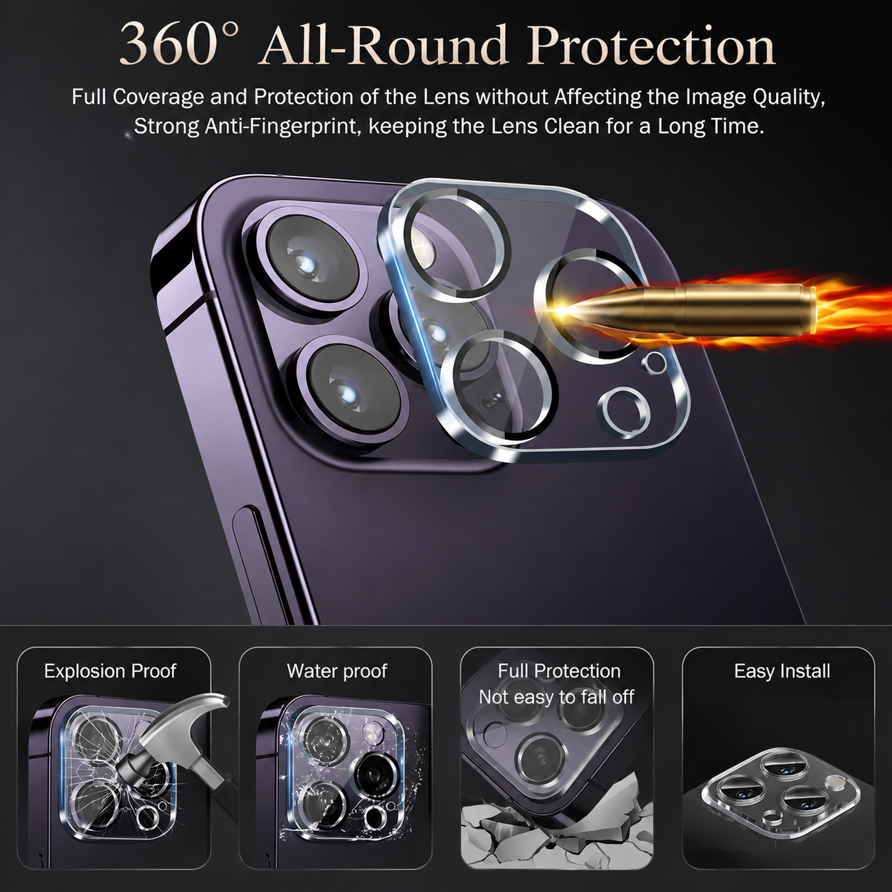 Premium iPhone Camera Lens Protector 9H Tempered Glass Ultra Clear Cover Scratch Resistant Drop Protection Precision Fit Guard Shield Armor Defense