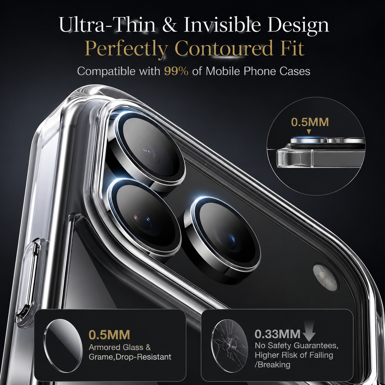 Premium iPhone Camera Lens Protector Metal Ring Tempered Glass Cover Scratch Resistant Shockproof Anti Dust Precision Fit Clarity Guard Protective