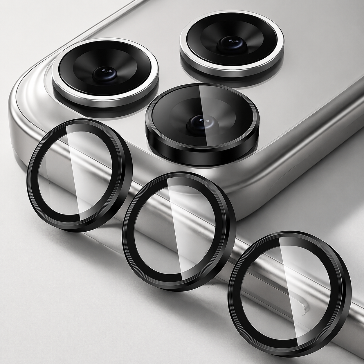 Premium iPhone Camera Lens Protector Metal Ring Tempered Glass Cover Scratch Resistant Shockproof Anti Dust Precision Fit Clarity Guard Protective