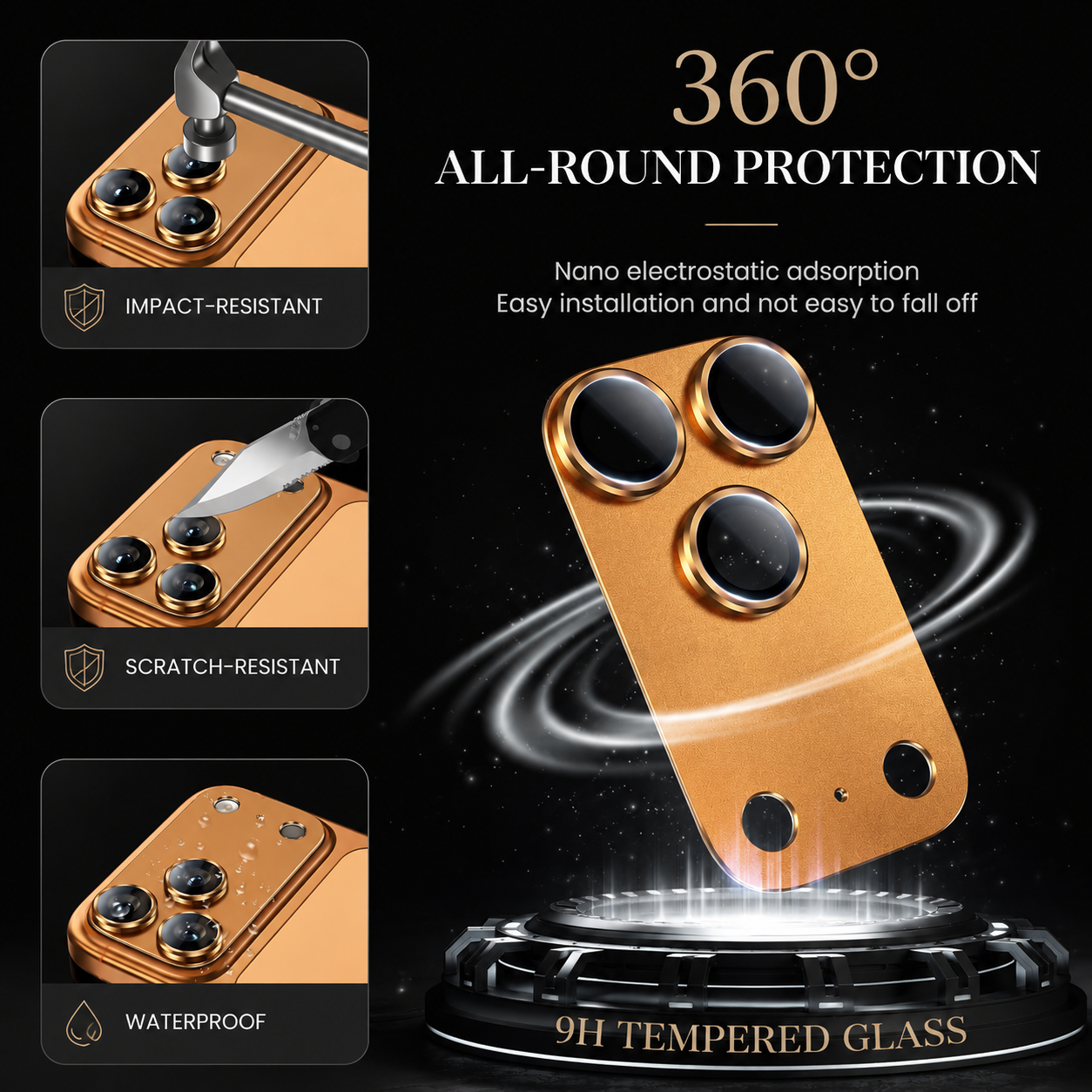 Premium iPhone Camera Lens Protector Military Grade Alloy Ring Tempered Glass Cover Shatterproof Scratch Resistant Shockproof Precision Fit Guard